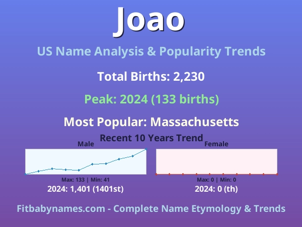 Infographic: Joao name meaning, origin, and popularity trends in the United States (US baby name analysis chart)