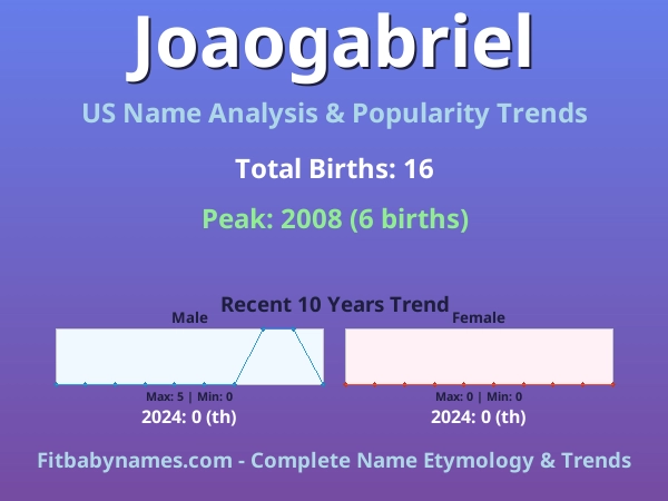 Infographic: Joaogabriel name meaning, origin, and popularity trends in the United States (US baby name analysis chart)