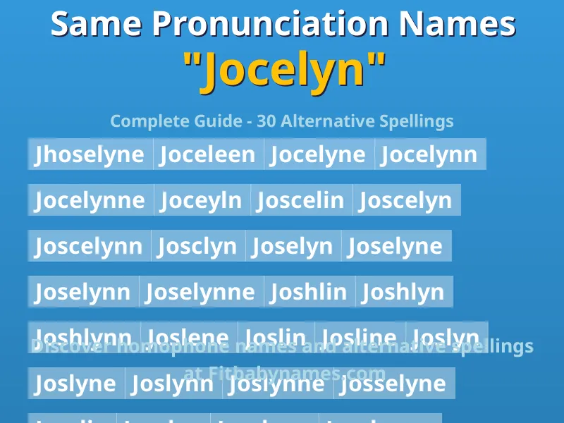 Infographic: Jocelyn same pronunciation names, similar names, and homophone names