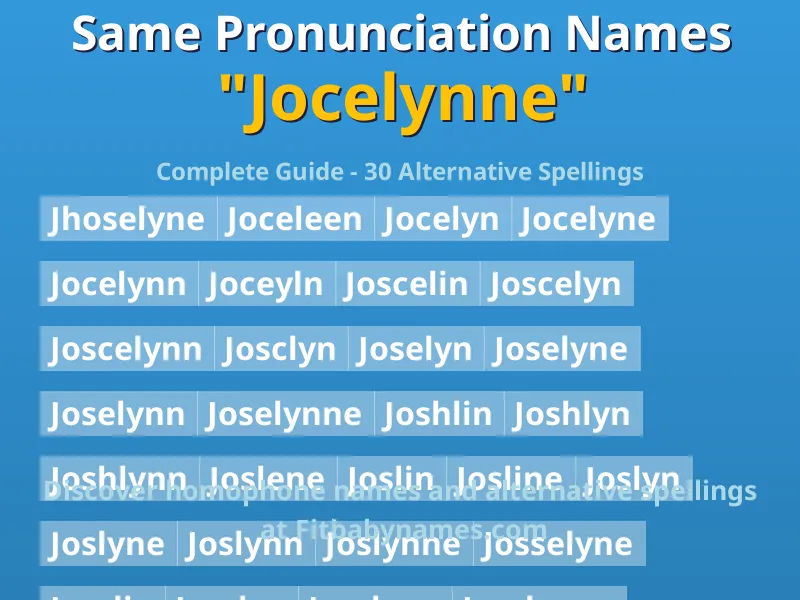 Infographic: Jocelynne same pronunciation names, similar names, and homophone names
