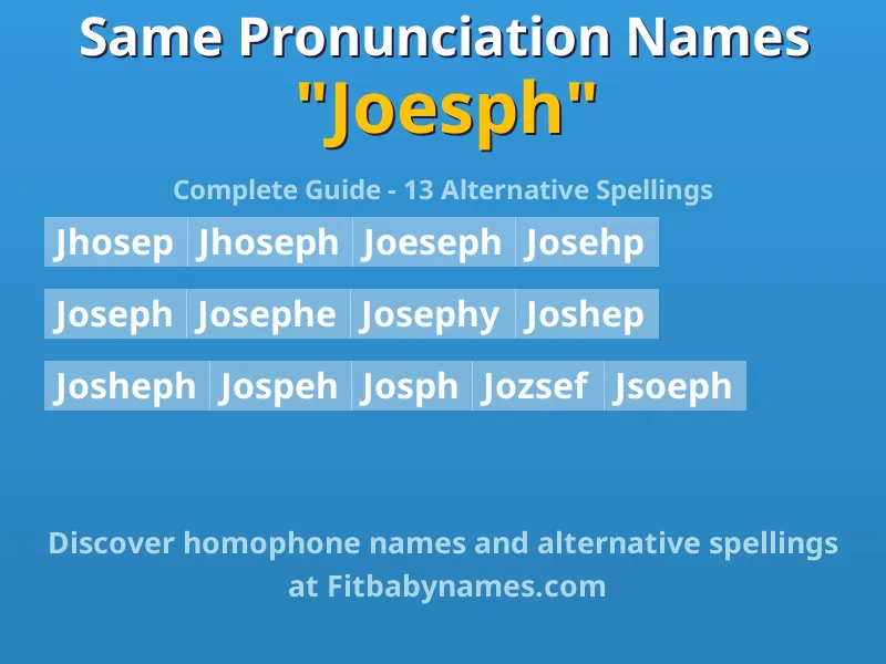 Infographic: Joesph same pronunciation names, similar names, and homophone names