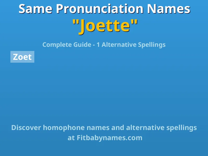 Infographic: Joette same pronunciation names, similar names, and homophone names