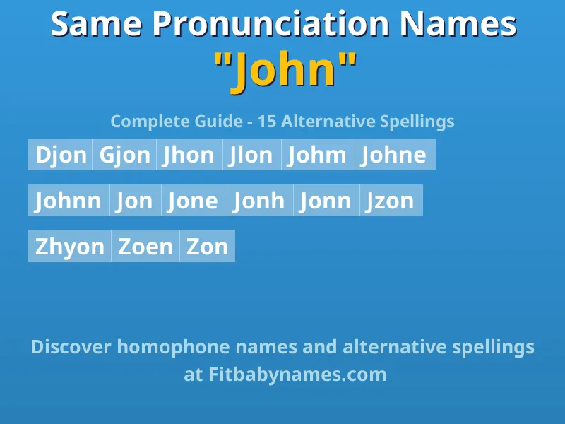 Infographic: John same pronunciation names, similar names, and homophone names