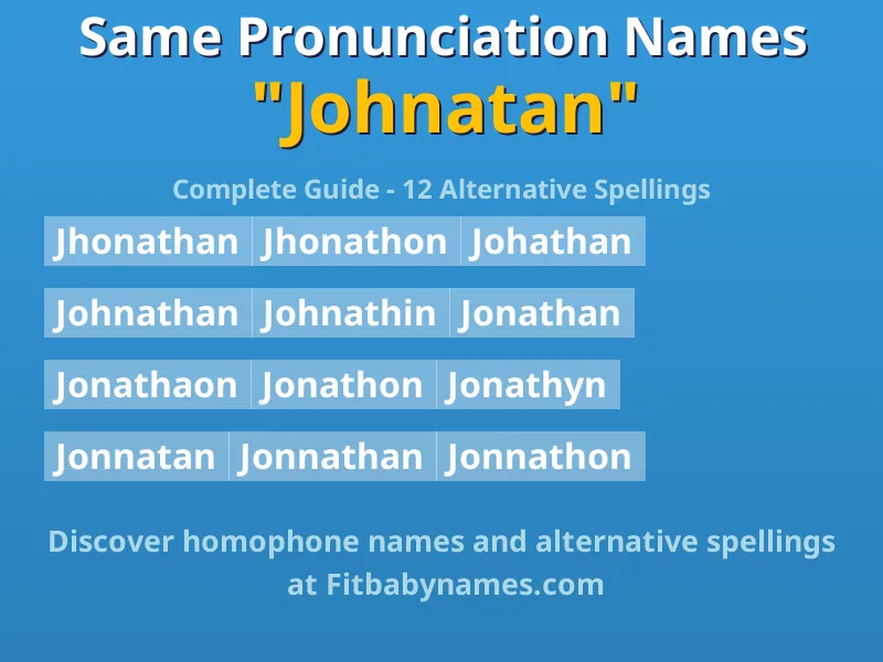 Infographic: Johnatan same pronunciation names, similar names, and homophone names