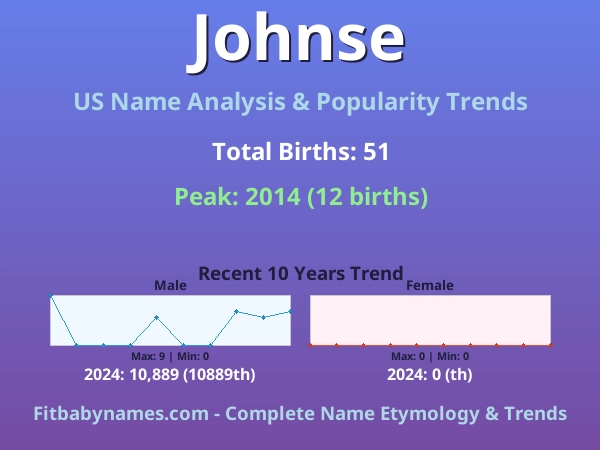 Infographic: Johnse name meaning, origin, and popularity trends in the United States (US baby name analysis chart)