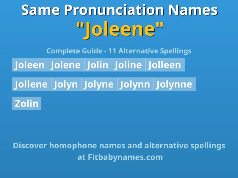 Infographic: Joleene same pronunciation names, similar names, and homophone names