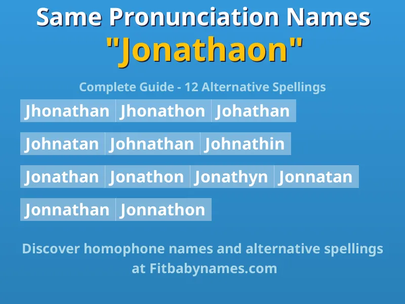Infographic: Jonathaon same pronunciation names, similar names, and homophone names