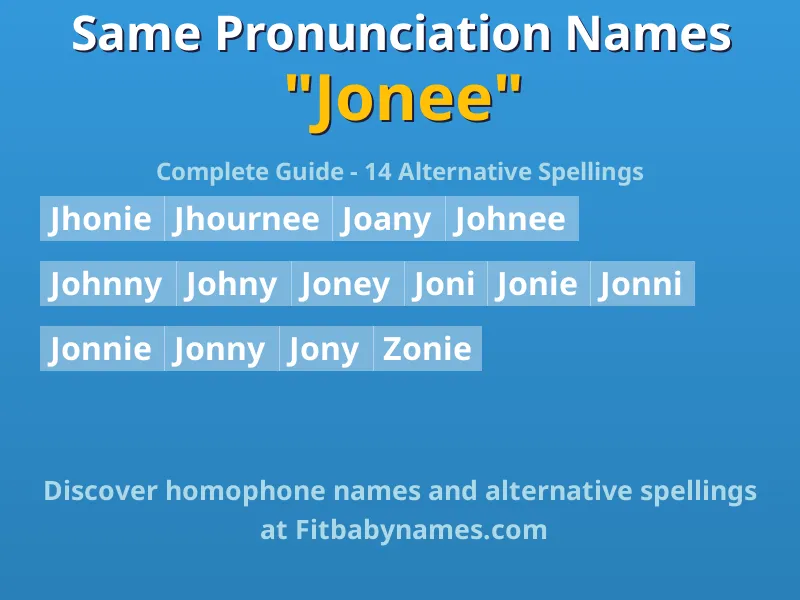 Infographic: Jonee same pronunciation names, similar names, and homophone names