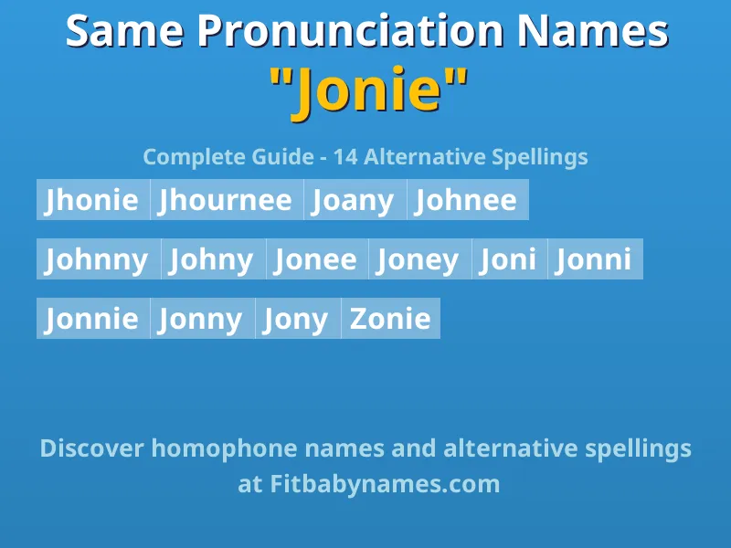 Infographic: Jonie same pronunciation names, similar names, and homophone names