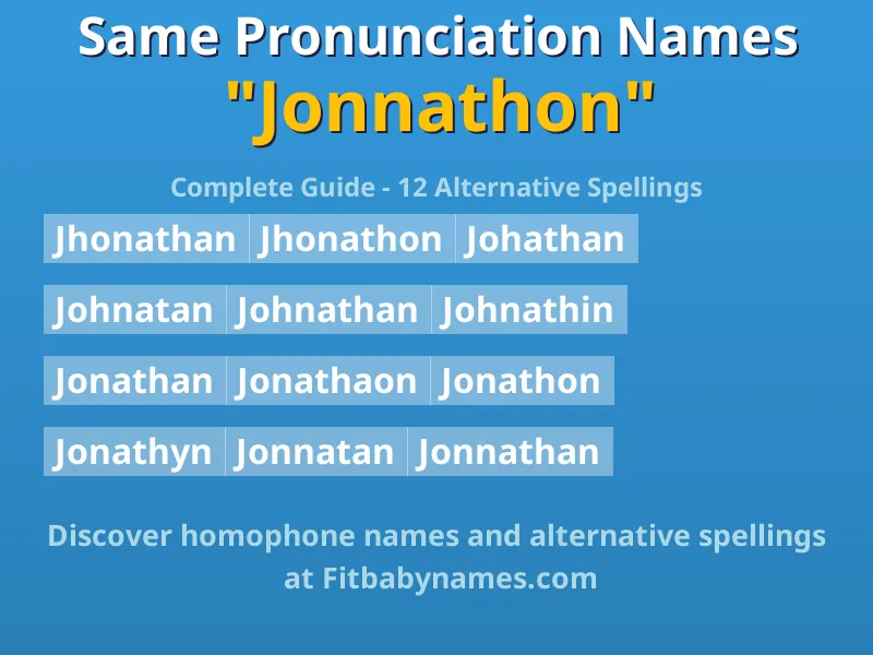 Infographic: Jonnathon same pronunciation names, similar names, and homophone names
