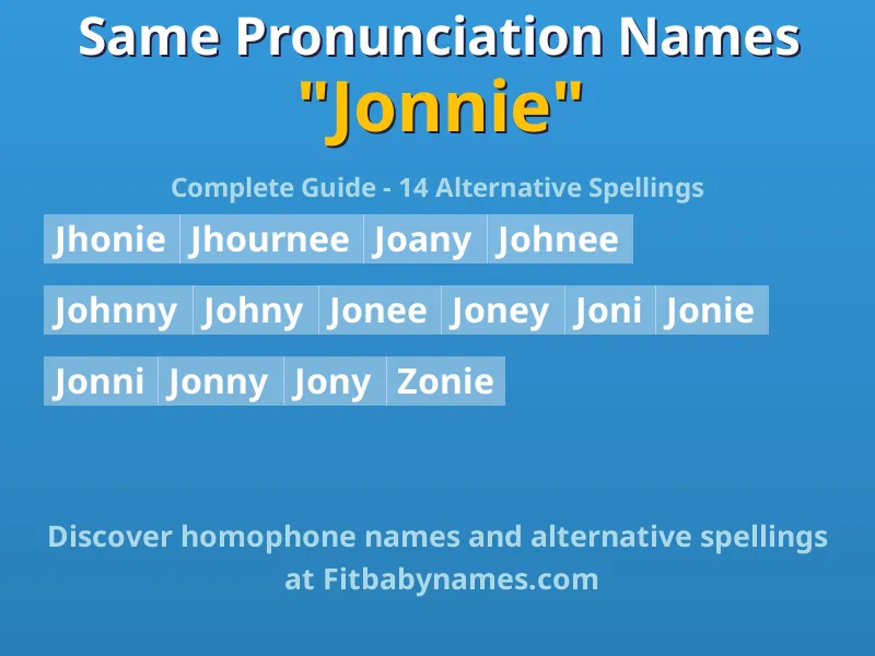 Infographic: Jonnie same pronunciation names, similar names, and homophone names