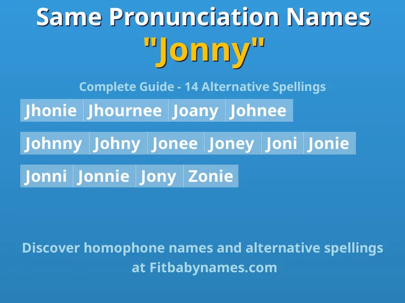 Infographic: Jonny same pronunciation names, similar names, and homophone names