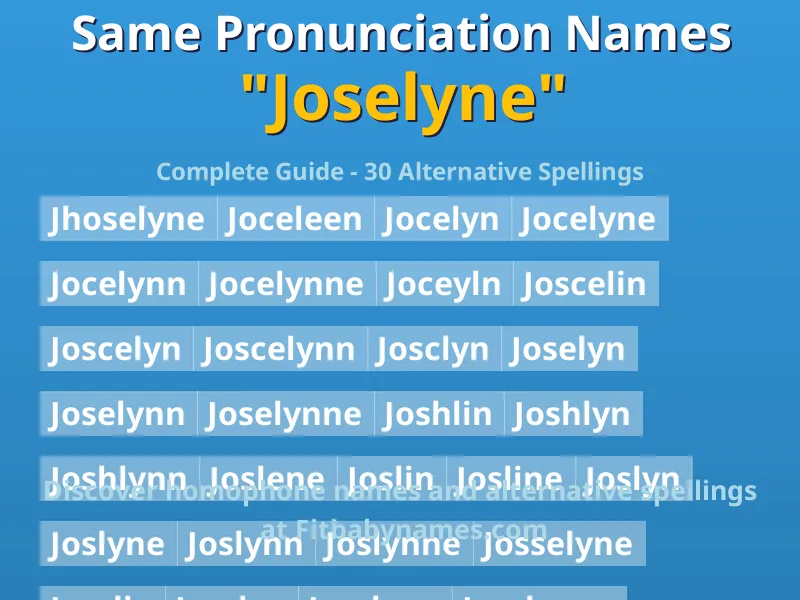 Infographic: Joselyne same pronunciation names, similar names, and homophone names