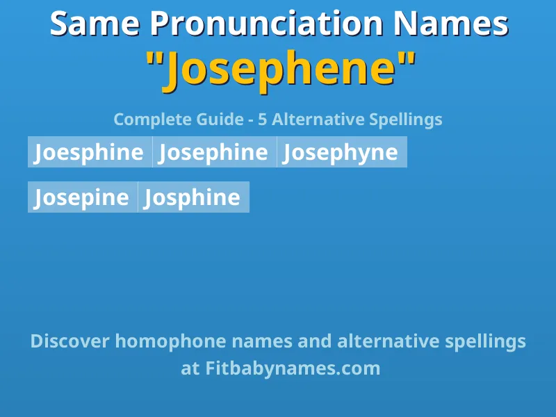 Infographic: Josephene same pronunciation names, similar names, and homophone names