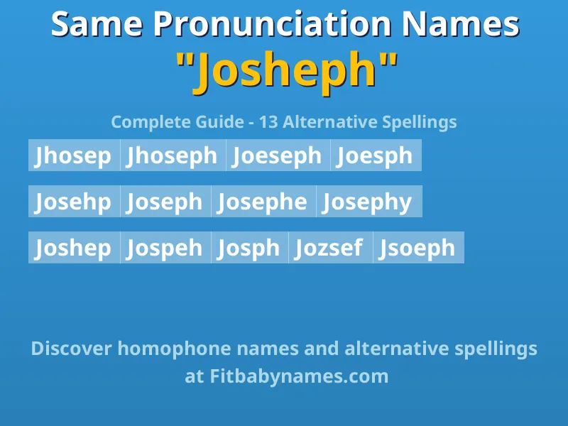 Infographic: Josheph same pronunciation names, similar names, and homophone names