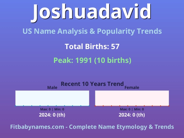 Infographic: Joshuadavid name meaning, origin, and popularity trends in the United States (US baby name analysis chart)