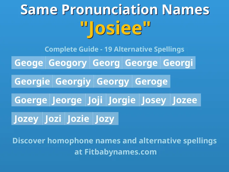 Infographic: Josiee same pronunciation names, similar names, and homophone names