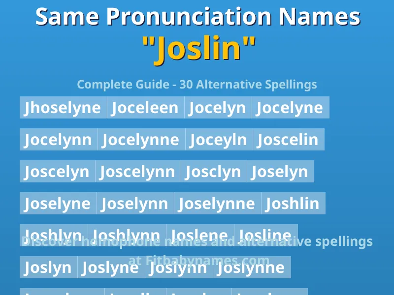 Infographic: Joslin same pronunciation names, similar names, and homophone names