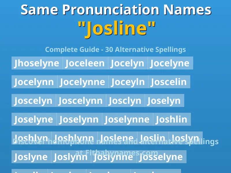Infographic: Josline same pronunciation names, similar names, and homophone names