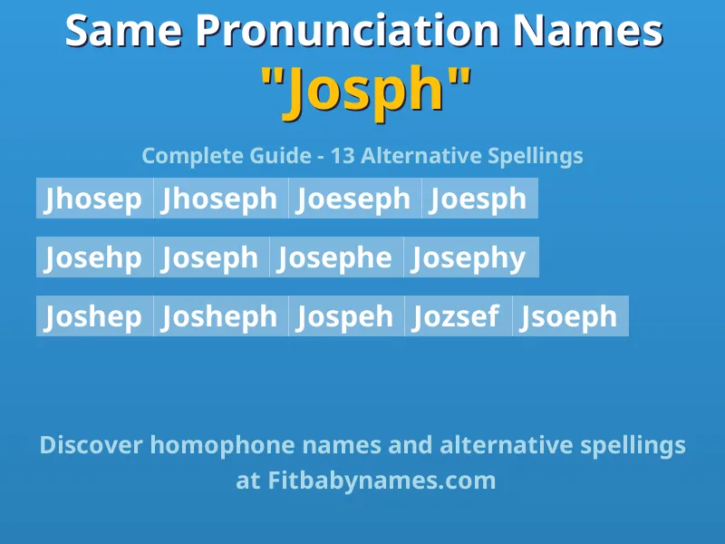 Infographic: Josph same pronunciation names, similar names, and homophone names