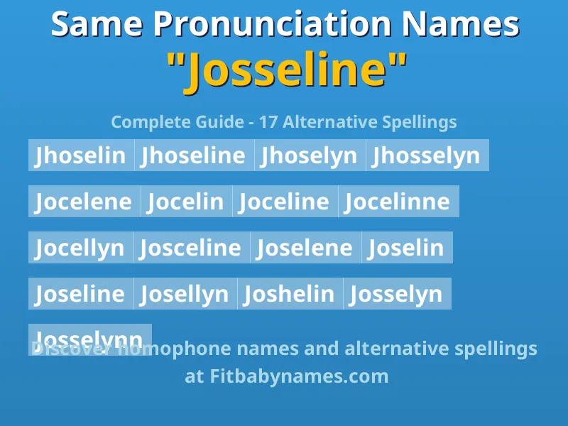 Infographic: Josseline same pronunciation names, similar names, and homophone names