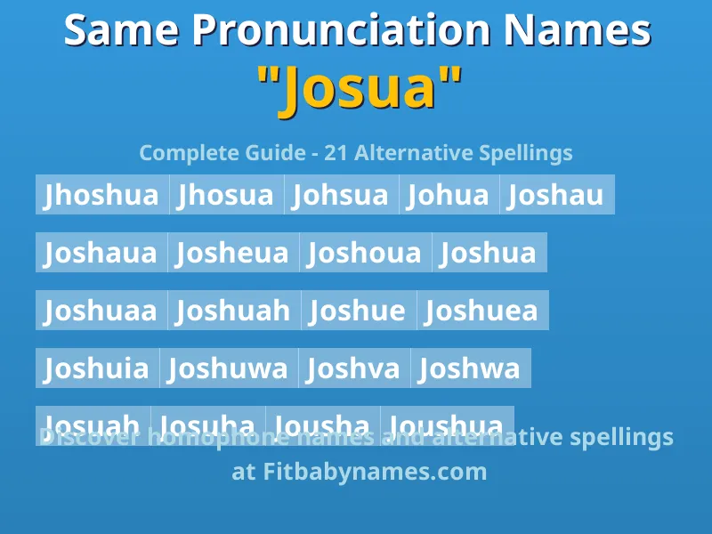 Infographic: Josua same pronunciation names, similar names, and homophone names