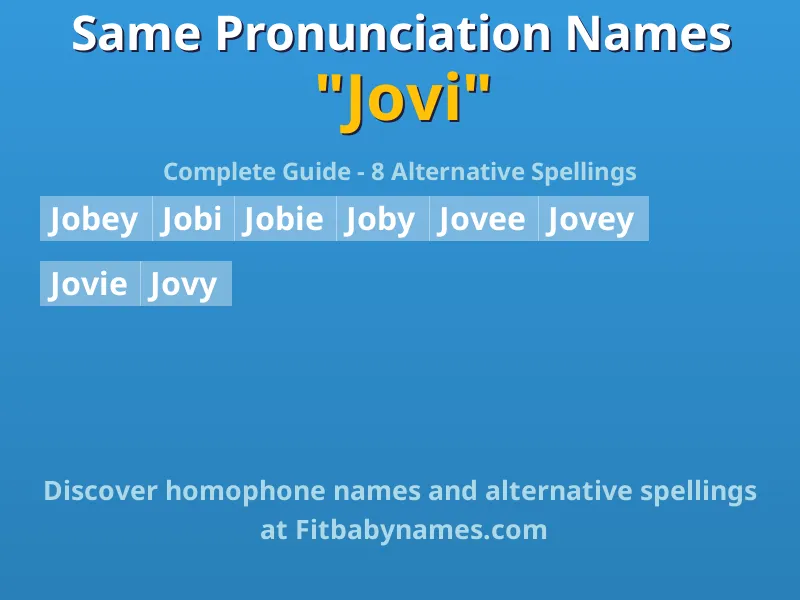 Infographic: Jovi same pronunciation names, similar names, and homophone names