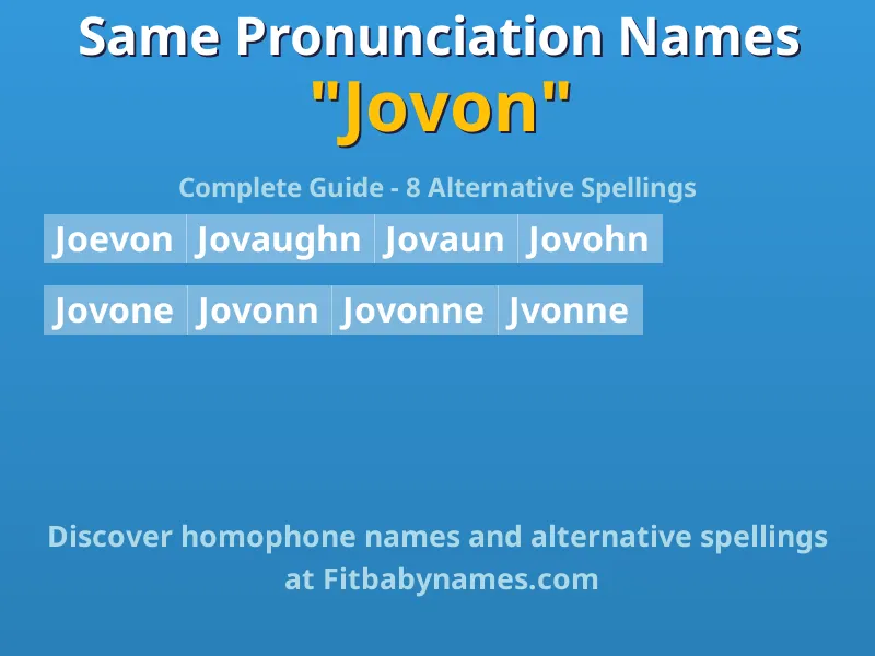 Infographic: Jovon same pronunciation names, similar names, and homophone names
