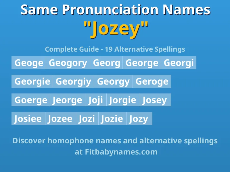 Infographic: Jozey same pronunciation names, similar names, and homophone names
