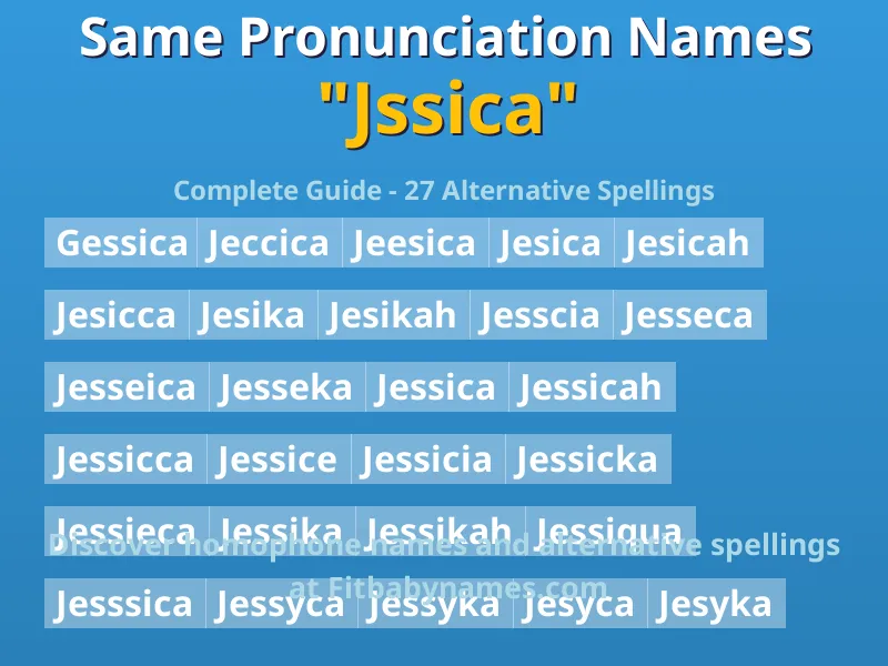 Infographic: Jssica same pronunciation names, similar names, and homophone names