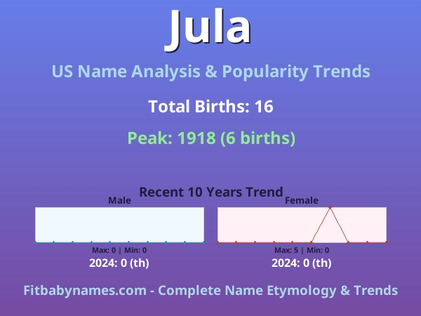 Infographic: Jula name meaning, origin, and popularity trends in the United States (US baby name analysis chart)