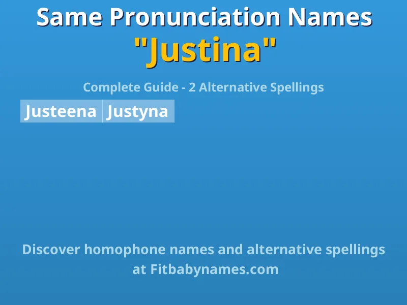 Infographic: Justina same pronunciation names, similar names, and homophone names