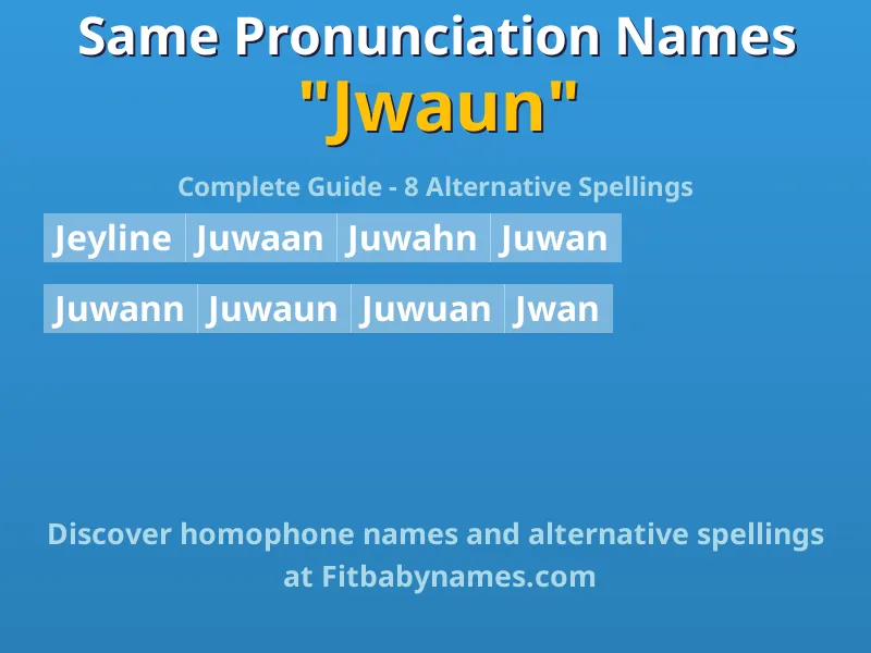 Infographic: Jwaun same pronunciation names, similar names, and homophone names