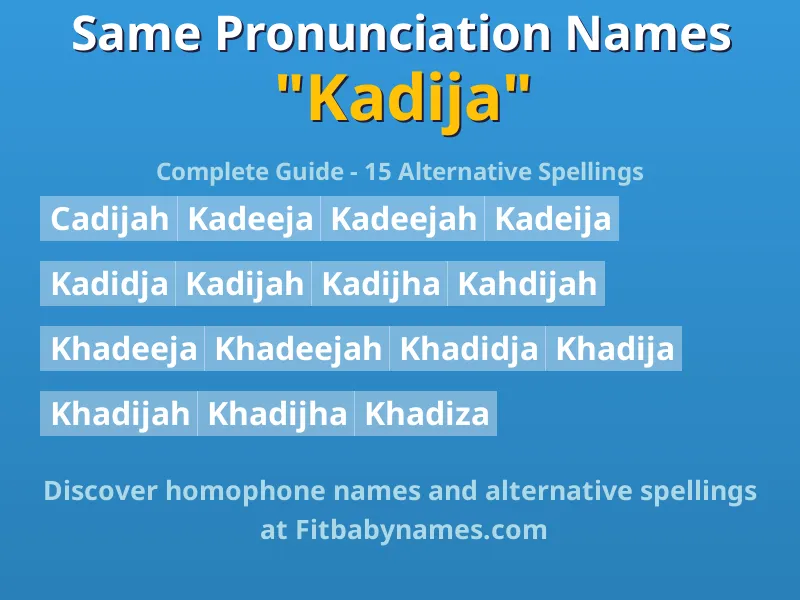 Infographic: Kadija same pronunciation names, similar names, and homophone names