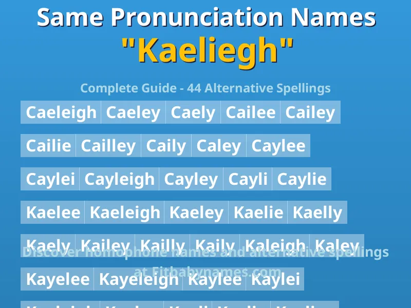 Infographic: Kaeliegh same pronunciation names, similar names, and homophone names