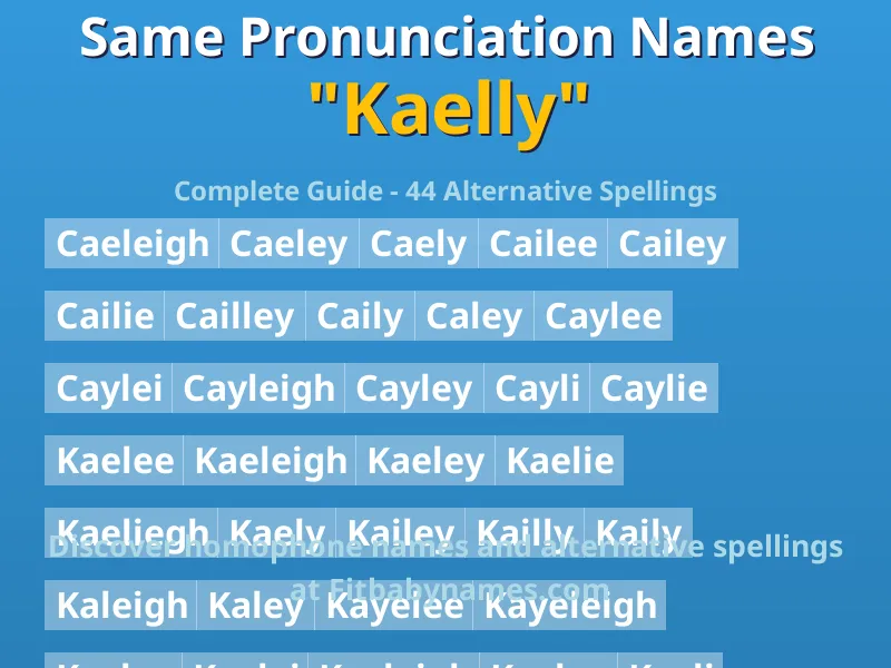 Infographic: Kaelly same pronunciation names, similar names, and homophone names