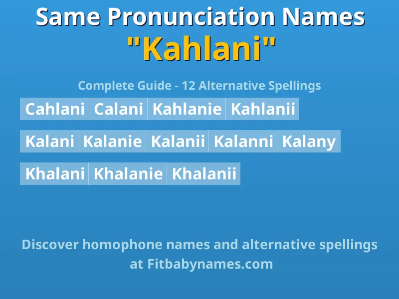 Infographic: Kahlani same pronunciation names, similar names, and homophone names