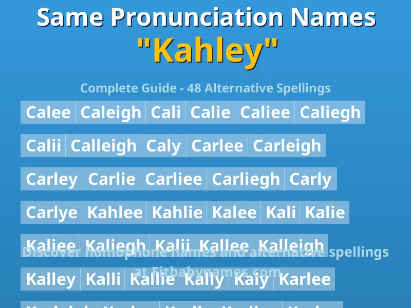 Infographic: Kahley same pronunciation names, similar names, and homophone names