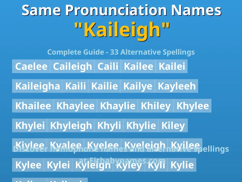 Infographic: Kaileigh same pronunciation names, similar names, and homophone names