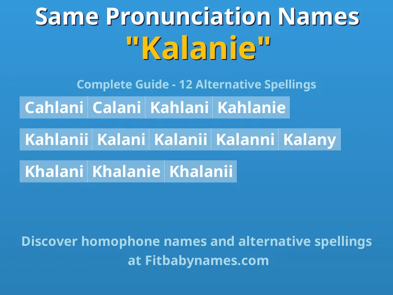 Infographic: Kalanie same pronunciation names, similar names, and homophone names