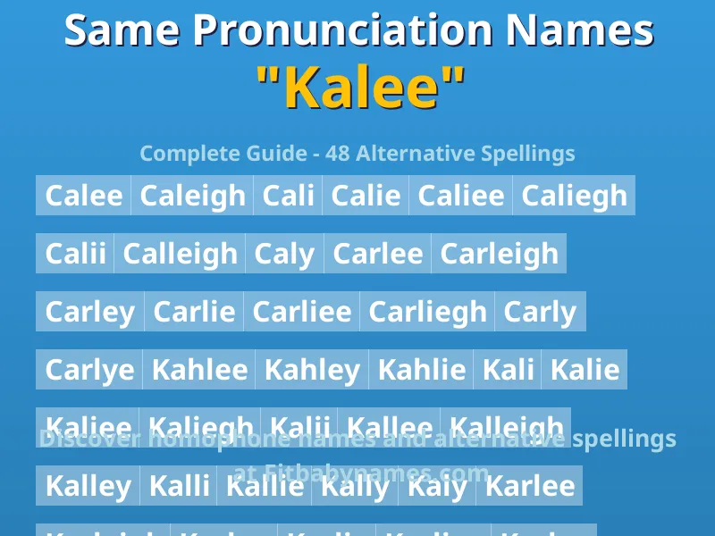 Infographic: Kalee same pronunciation names, similar names, and homophone names