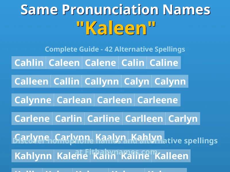 Infographic: Kaleen same pronunciation names, similar names, and homophone names