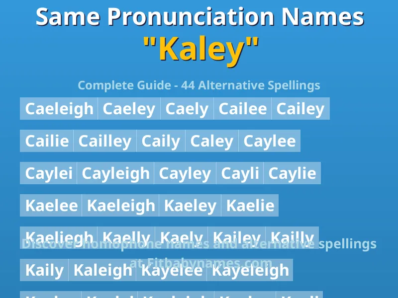 Infographic: Kaley same pronunciation names, similar names, and homophone names