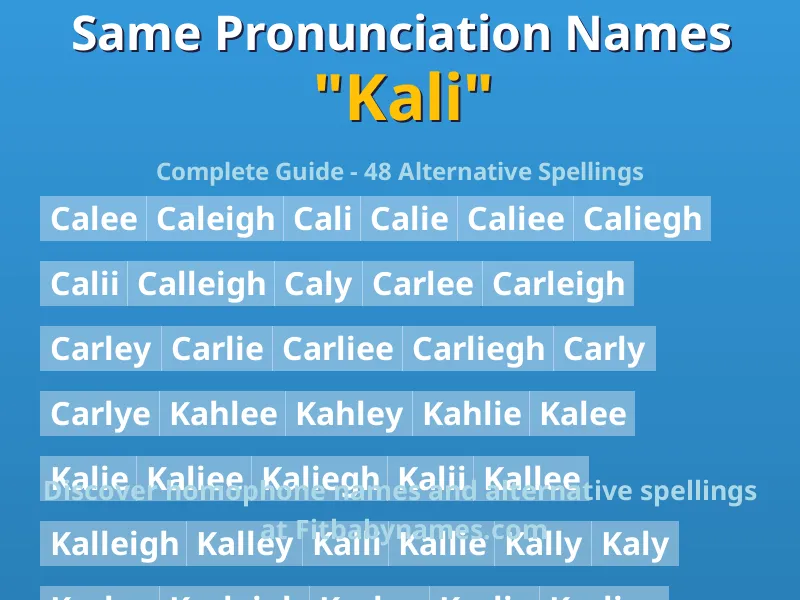 Infographic: Kali same pronunciation names, similar names, and homophone names