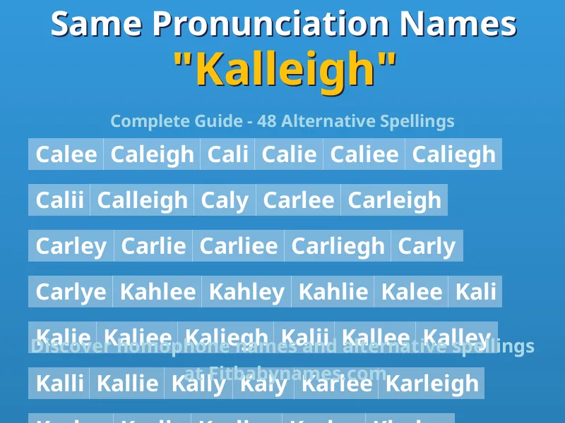 Infographic: Kalleigh same pronunciation names, similar names, and homophone names