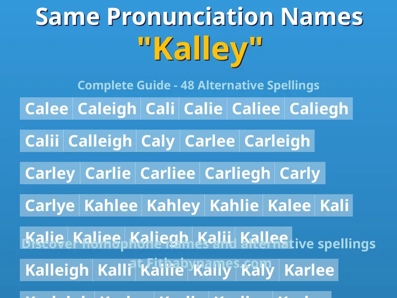 Infographic: Kalley same pronunciation names, similar names, and homophone names