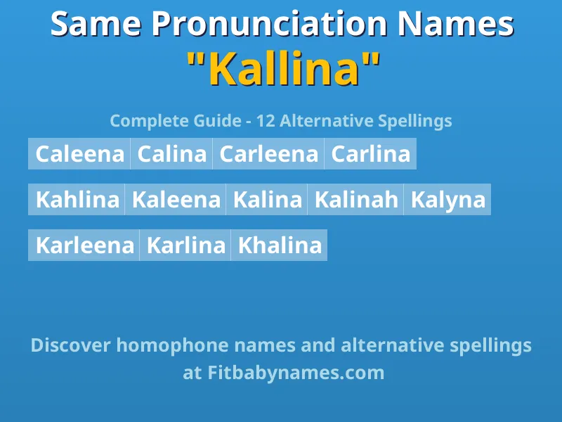 Infographic: Kallina same pronunciation names, similar names, and homophone names