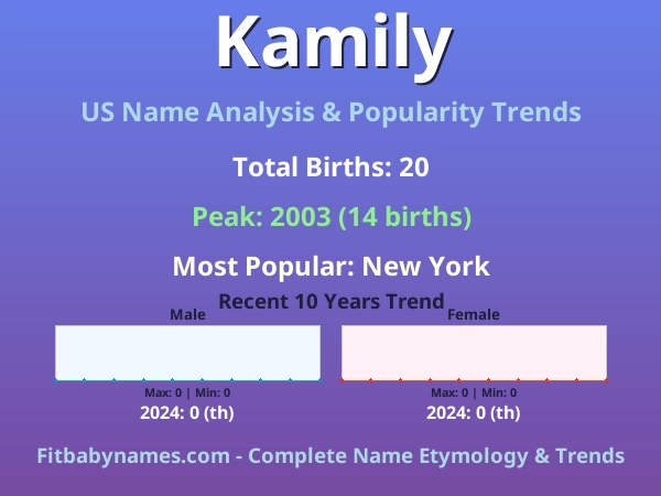 Infographic: Kamily name meaning, origin, and popularity trends in the United States (US baby name analysis chart)