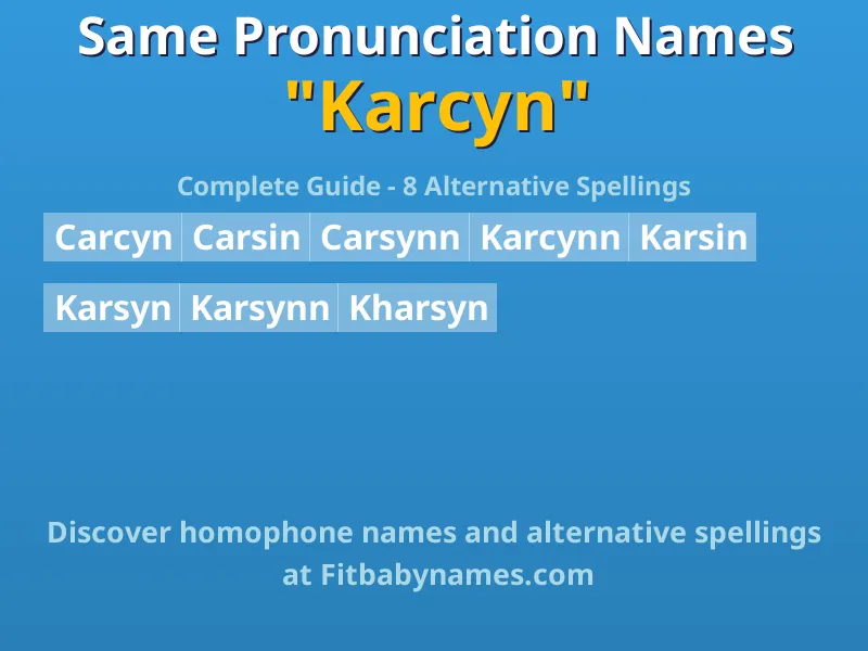 Infographic: Karcyn same pronunciation names, similar names, and homophone names