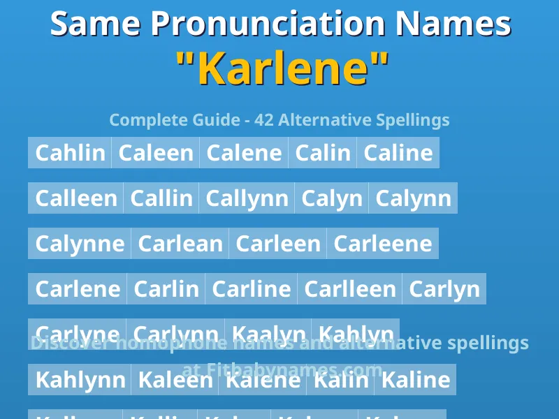 Infographic: Karlene same pronunciation names, similar names, and homophone names